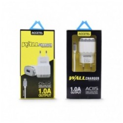 ACCETEL MICRO USB 8600,V8 WALL CHARGER SILVER 1.0A AC115 ONE USB PORT ACCETEL MICRO USB 8600,V8 WALL CHARGER SILVER 1.0A AC115 ONE USB PORT